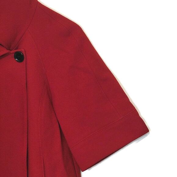 Lafayette 148 New York Red Swing Coat Virgin Wool 3/4 Sleeve Short Size 12 - Picture 4 of 16